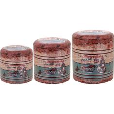 Jogo 3 Peças Banqueta Banco Gardem Jardim Mdf Colorido