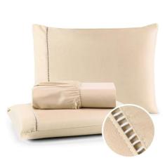 Jogo de Lençol King 400 Fios 3 Peças Toque Macio - Charme do Lar, Palh