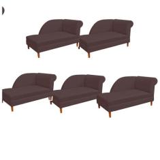 Kit 05 Recamier  Decorativa  Judi Pé em Madeira  2 Lugares Sala de Est