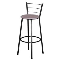 Banqueta Alta Ratan Preta Retro - Lamar Design, Cinza claro