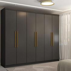 Guarda-Roupa Casal Odisseia 6 Portas 2 Gavetas Preto - Panorama Móveis
