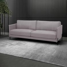 Sofá Decorativo Karine 3 Lugares Sala de estar 240cm Pés em Aço Couro Avelã G88 - Gran Belo