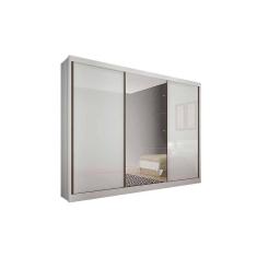 Guarda Roupas 3 Portas De Correr E 8 Gavetas C-Espelho Natus Plus Branco - Novo Horizonte