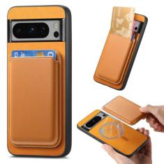 Dteck Capa para Google Pixel 9 Pro XL 6,8 polegadas (2024), capa fina de couro PU com suporte magnético removível para cartão de crédito, compatível com MagSafe, capa carteira protetora leve e