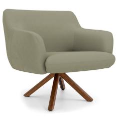 Poltrona Decorativa Giratória Base Giromad Madeira Jade C-19 Corano Bege - Domi