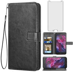 Asuwish Compatível com Motorola Moto X4 capa carteira de vidro temperado protetor de tela flip capa porta-cartão acessórios celulares capas de telefone para MotoX4 X 4ª geração 4X 4 geração Android