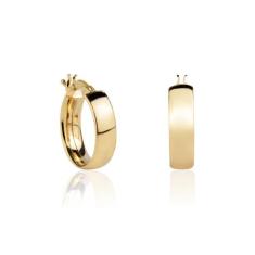 Brinco de Argola de Ouro 18k 4mm Lisa Grossa Média - AGAPRIME JOIAS