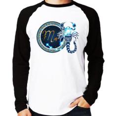 Camiseta Raglan Signo Escorpião Astrologia Manga Longa - Foca na Moda,