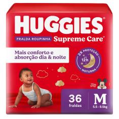 Fralda Calça Huggies Supreme Care Roupinha Disney Baby M 36 Unidades