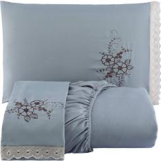 Jogo de Lençol Cama Queen 3 Peças com Elástico Bordado