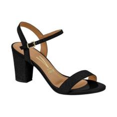 Sandália Vizzano Salto Bloco Traseiro Aberto Tela Shine Paris-Feminino