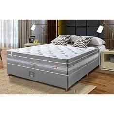 Conjunto Cama Box Casal de Molas Ensacadas Cama Inbox Select Euro Soft 138x188x71 Cinza