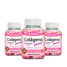 Kit 3 Colágeno Femme Vitaminas + Zinco 90 Cápsulas Maxinutri