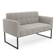 Sofá Namoradeira E Poltrona Industrial Preto Elisa Bouclê D03 - D'rossi Cor Cinza