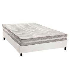 Cama Box Casal: Colchão Espuma D33 Paropas D45- Pro Sono Double Face Prata + Base Crc Courano White (138x188)