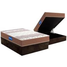 Cama Box Baú Casal: Colchão Espuma D33 Probel Guarda Costas + Base CRC