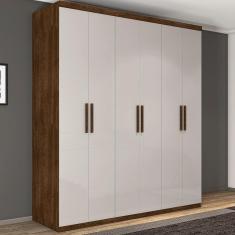 Guarda Roupa Casal Dubai 6 Portas de Bater 3 Gavetas MDP-MDF Malbec-Off White Casa H