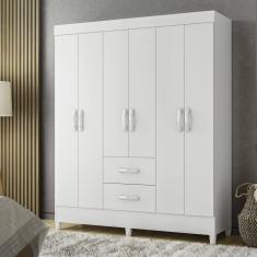 Guarda Roupas Casal 6 Portas 2 Gavetas Mobi Branco Fosco