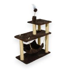 Arranhador Para Gatos Sisal Plataforma 3 Andares Com Brinquedo - Miupe