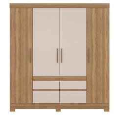 Guarda Roupa Casal 4 Portas Bilbao Amêndola Off White - Demóbile