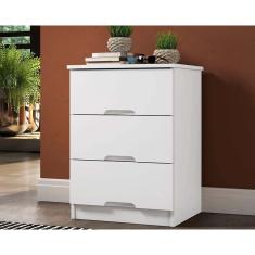 Mesa Cabeceira Casal Londres c/ 3 Gavetas Branco - Europa