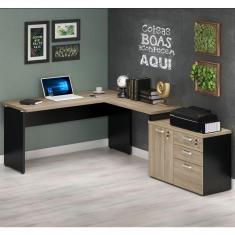Mesa Escritório Web30 1,20 X 2,32 Com Armário Calvi / Preto