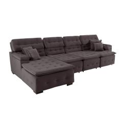 Sofá Orlando 3.45x1.90m Com Chaise, Retrátil E Reclinável - Marrom