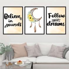 Kit 3 Quadros Decorativos Apanhador De Sonhos 45X34Cm