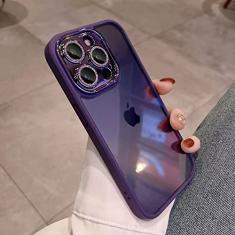 Estojo rígido transparente luxuoso Hybrid Armor Glitter Diamond para iPhone 14 Pro Max 13 12 11 Chapeamento Tampa de proteção de lente de câmera, roxo, para iPhone 14Pro