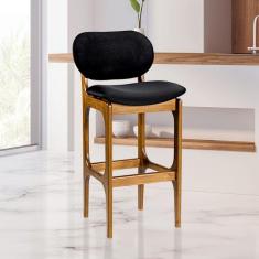 Banqueta Alta Decor 50 x 104 Cm Madeira Maciça Imbuia Suede Preto L14 - RMI