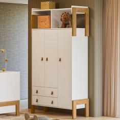 Guarda-Roupa Infantil Fantasia 3 Portas 2 Gavetas Branco - Qmovi