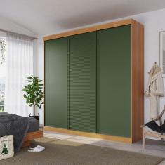 Guarda-roupa Casal 3 Portas de Correr Samambaia Cabecasa Madeiramadeira Carvalho/Verde