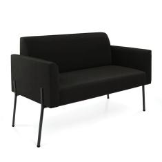 Sofá Namoradeira 2 Lugares Pé De Ferro Preto Marisa Suede Preto D03 - D`rossi