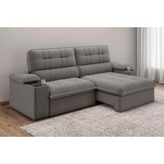 Sofá Stylus 2,10m Retrátil/Reclinável com Porta Copos e Cooler Suede C
