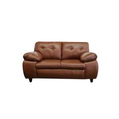 Sofá de Couro Marselha 2 lugares Conhaque com Brilho - Mempra
