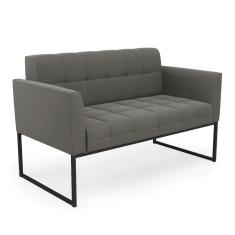 Sofá Namoradeira Elisa Suede Grafite Base Metálica Industrial Preto - D'rossi