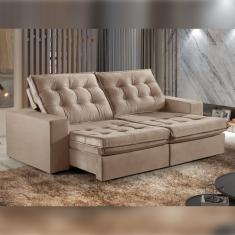 Sofá Retrátil E Reclinável 230cm M165 Veludo/café Com Leite