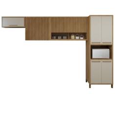 Cozinha Completa Torino Com Paneleiro E 3 Armáreos Aéreos Cinamomo-off White