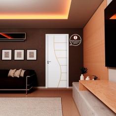 Kit Com 2 Folhas De Porta Madeira Decorada 210x70cm Espessura 3,5cm Cantareira Mgm Branco