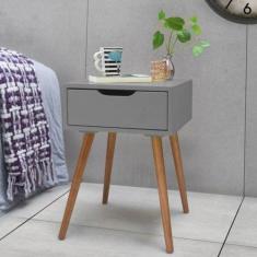 Mesa de Cabeceira 1 Gaveta Retrô Cinza - Gamma Móveis
