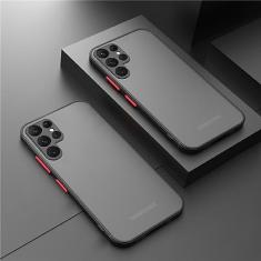 Armor Matte Phone Case Para Samsung Galaxy S23 S22 S21 Ultra Plus A52 A52S A53 A54 A14 A13 A12 A32 5G Shockproof Bumper Hard Case, Black, For S21