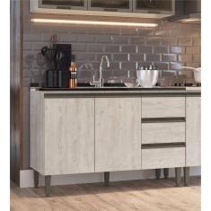 Balcão para Pia de Cozinha 3 Gavetas 2 Portas Greta IRM Crema