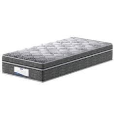 Colchão de Solteiro Probel Village D28 com Molas Ensacadas e Pillow Euro 30x88x188cm - Branco/Preto