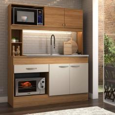 Cozinha Compacta São Paulo 4 Portas 1 Gaveta Cinamomo/Off White - Panorama Móveis