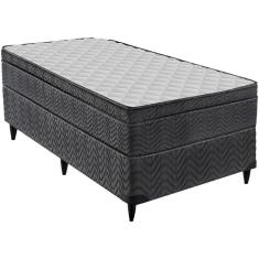 Cama Box de Solteiro Ortobom New Caring com Europillow e Molas Nanolastic 61x88x188cm - Cinza/Branco