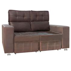 Sofá Retrátil E Reclinável 2 Lugares Londres 1.60cm Com Molas Suede Speciale Home Café