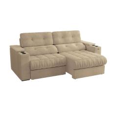sofá 4 lugares retrátil e reclinável premier molas bouclé bege 261 cm