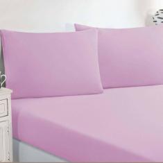 Jogo De Cama Malha Lençol 100% Algodão Gran Moratta 3 Peças Casal - Rosa Bebê