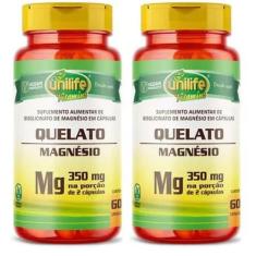 KIT C/2 Magnésio Quelato Mg Puro 700mg 120 Caps Vegano Unilife