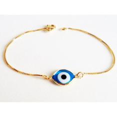 Pulseira Olho Grego Lembrança Delicada Folheado Ouro 18k